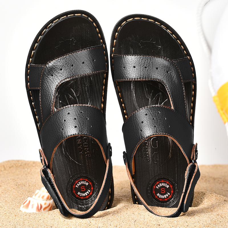 Fashion Mens Beach Sandals Open Toe Non-slip Men Slippers Classic Two Uses Male Minimally comfortable and breathable walking shoes