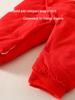 Newborn Red Cotton Onesie: Winter Warm Padded Jumpsuit for Autumn Crawling and New Year Celebrations.