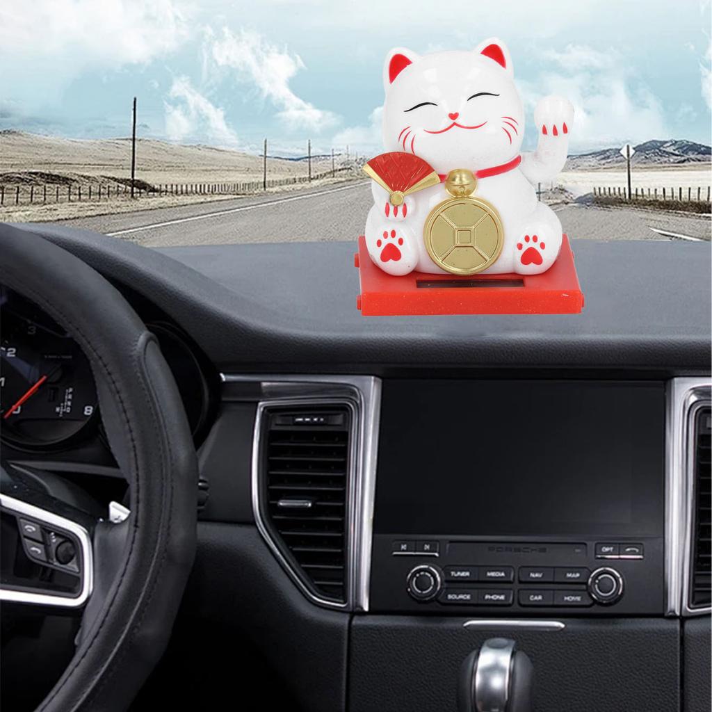 2inch Solar Fortune Cat with Clear Box Solar Powered   Cat Waving Arm Set for   and   Board Decor