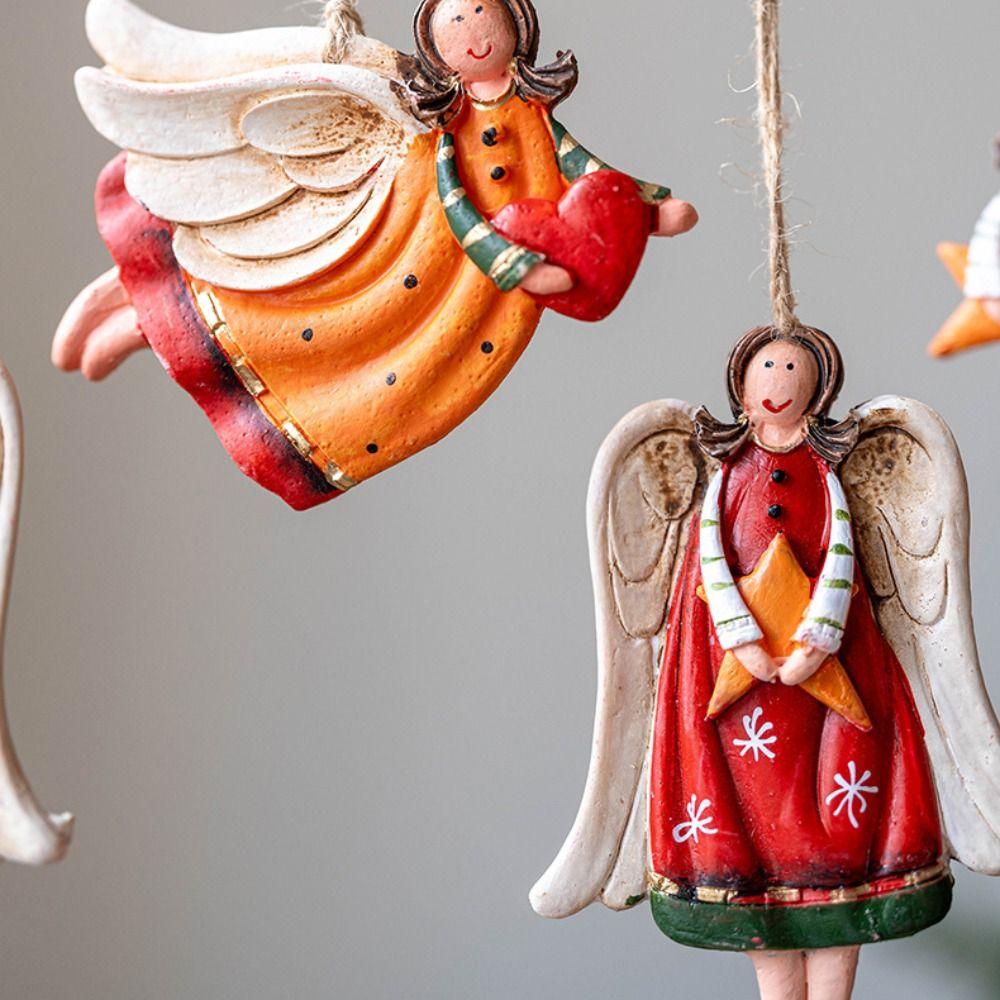Cute Vintage Angel Hanging Decor Fantasy DIY Crafts Angel Girl Pendant Resin Cartoon Xmas Angel Girl Pendant 2025 Navidad Decor