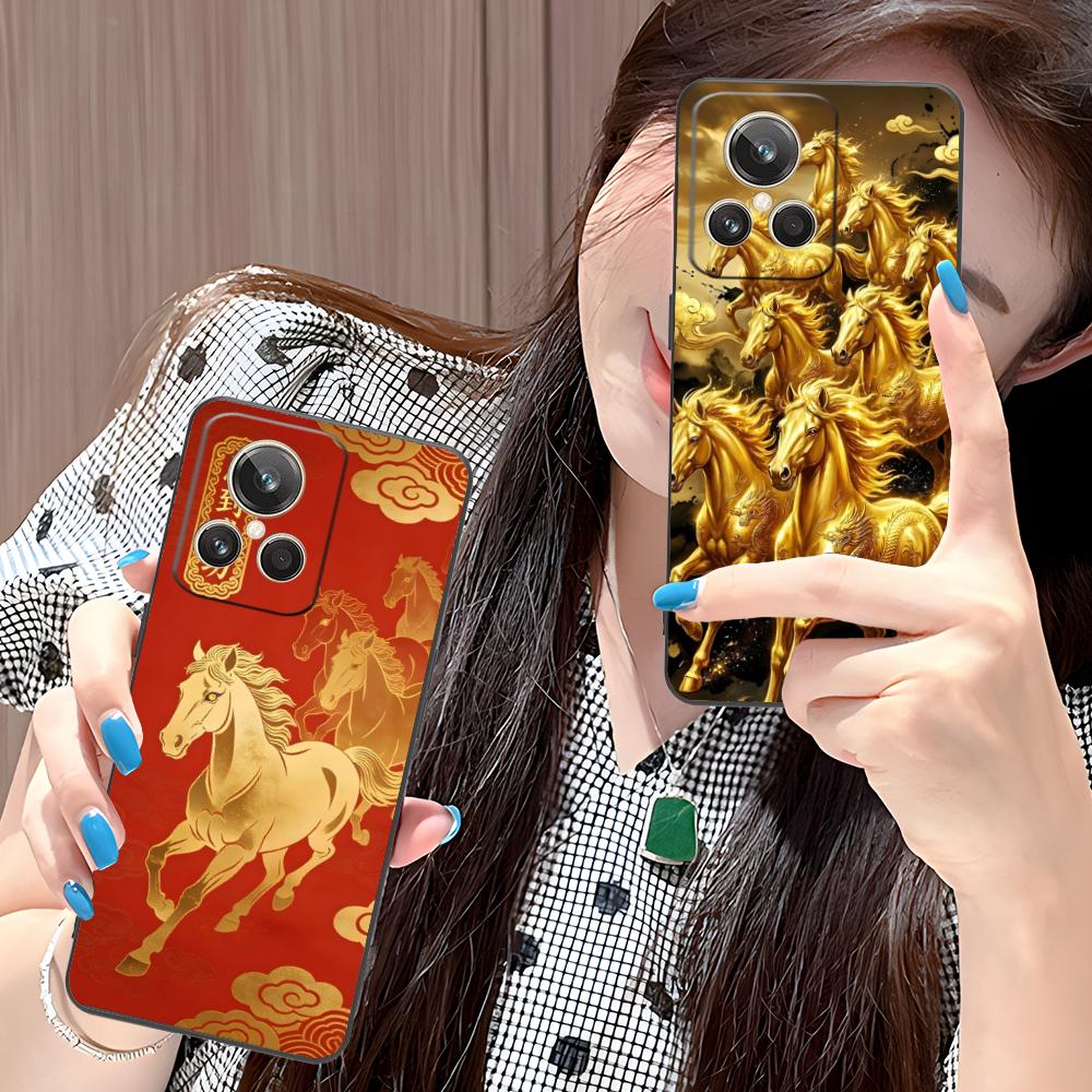 Golden Horse Year Mobile Phone Case for Realme GT 8 Neo Pro C75 73 71 C67 65 C55 53 C35 31 C20 15 Colorful Printing Cover Cover