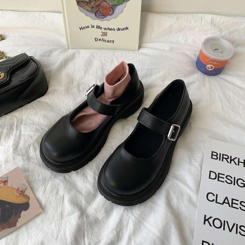 French Retro British Style Small Leather Shoes Girl 2025 Spring New Pearl Fairy Word with Platform Mary Jane Single Shoes