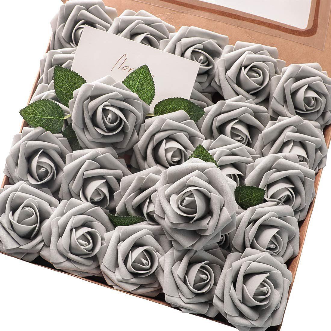 

Diameter 8cm 25pcs Artificial Flowers Fake Flowers Roses For DIY Wedding Bouquets Centerpieces Arrangements Party Home Decor 1box 25pcs серый