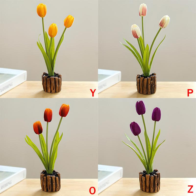 3-Headed Tulip Artificial Flower Real Touch Artificial Bouquet Fake Flower for Wedding Decoration Flowers Home Garden Decor