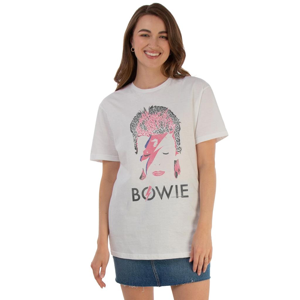 David Bowie Girls Aladdin Sane Leopard Print Cotton T-Shirt