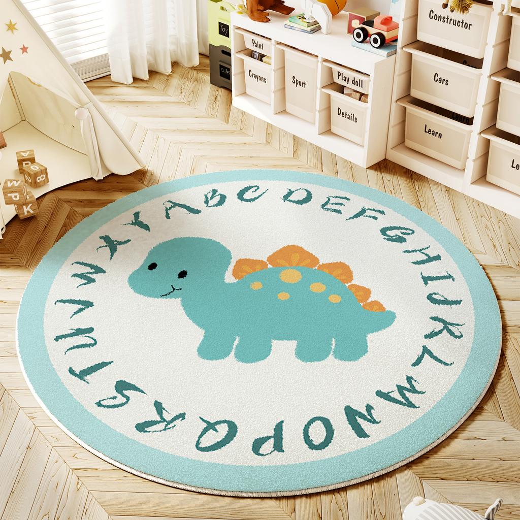 Cartoon Style Bedroom Decor Round Carpet Animal Patterns Carpets for Living Room Fluffy Soft Children Floor Mat Thick Plush Rug