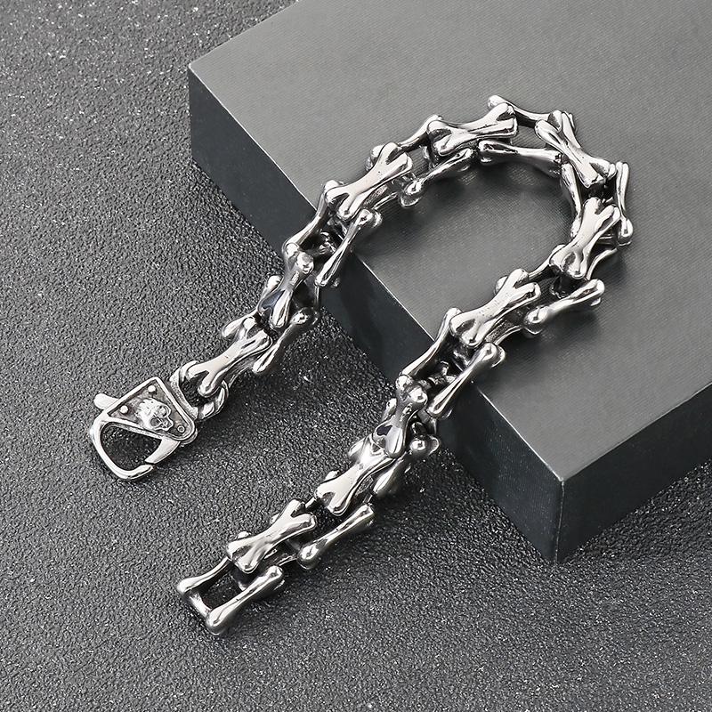 

Personalized Big Bone Patchwork Bracelet Men s Vintage Chunky Skull Stainless Steel Jewelry Rock Women s Shiny Accessory 22cm