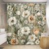 Watercolor Floral Curtain - Bohemian Wildflower, Durable Polyester, Easy-Care, 12 Hooks, Bath Elegance