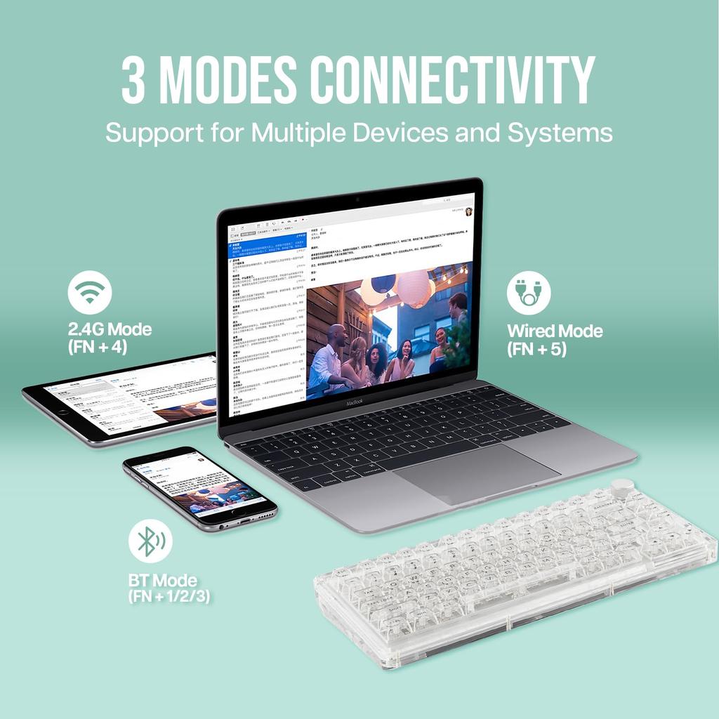 KiiBoom Phantom 81 V3 Hot Swap Compatible Gasket Mount Gaming Keyboard Wired Mechanical Keyboard Wireless NKRO South Facing RGB 8000mAh Compatible 81