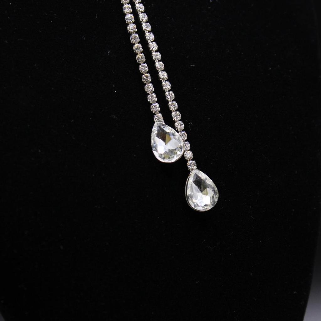 Korean Fashion Rhinestone Crystal Water Drop Bridal Necklace & Earring Set
