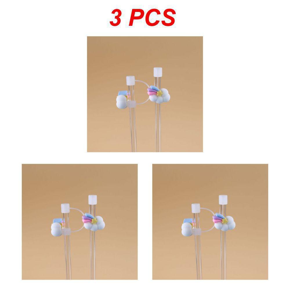 1/3/5PCS Glass Straw Stainless Steel Straw Silicone In Summer High Temperature Resistance Silicone Cup Lid Cover Dust Plug