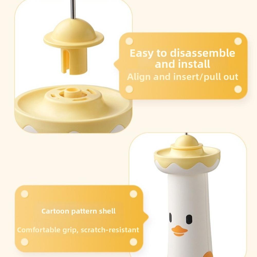 Cartoon USB Wireless Electric Whisk Rechargeable Double Heads Milk Frother Stainless Steel Quiet Operation Hand Blender