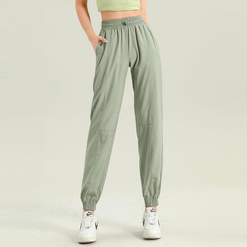 Women's High-End Quick-Dry Yoga & Running Set: Summer Half-Zip Short Sleeve Top with Loose Casual Ice Silk Pants