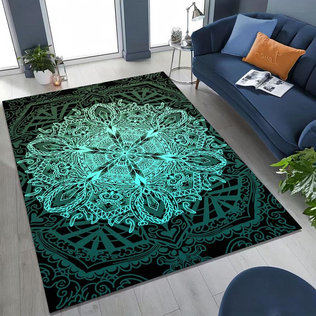 2026 Rainbow Mandala Flower Chakras Yoga Bohemia Art Rug for Bedroom Living Room Sofa Home Doormat Decor,Kid Non-slip Floor Mat