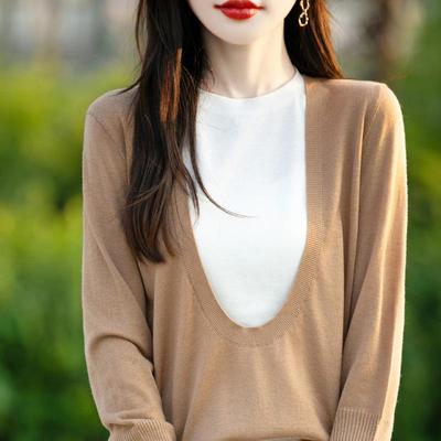 Women's Wool Sweater 50% Silk 50% Wool Autumn and Winter Wool Pullover Soft and Warm