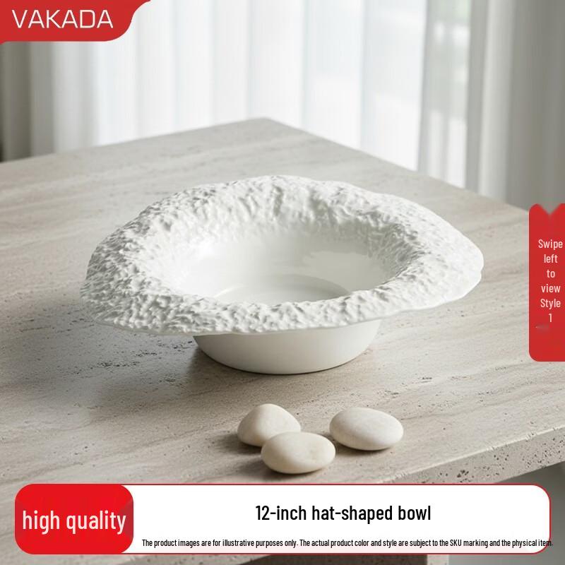 VAKADA Ceramic Hat-Shaped Salad & Pasta Bowl