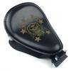 Motorcycle Retro Brown/Black Skull Leather Solo Seat+3" Spring Bracket for Harley Custom Chopper Bobber Leather Saddle Seat