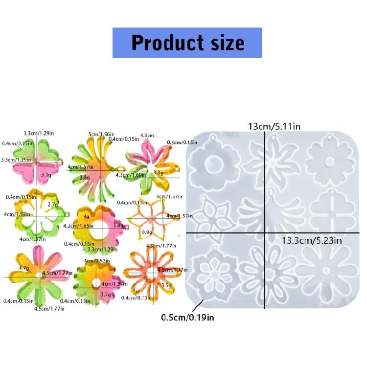 Blumenanhänger Silikonformen mit Loch Harzform für Schlüsselanhänger Ohrringherstellung Schmuck Silikonform für Epoxidharz