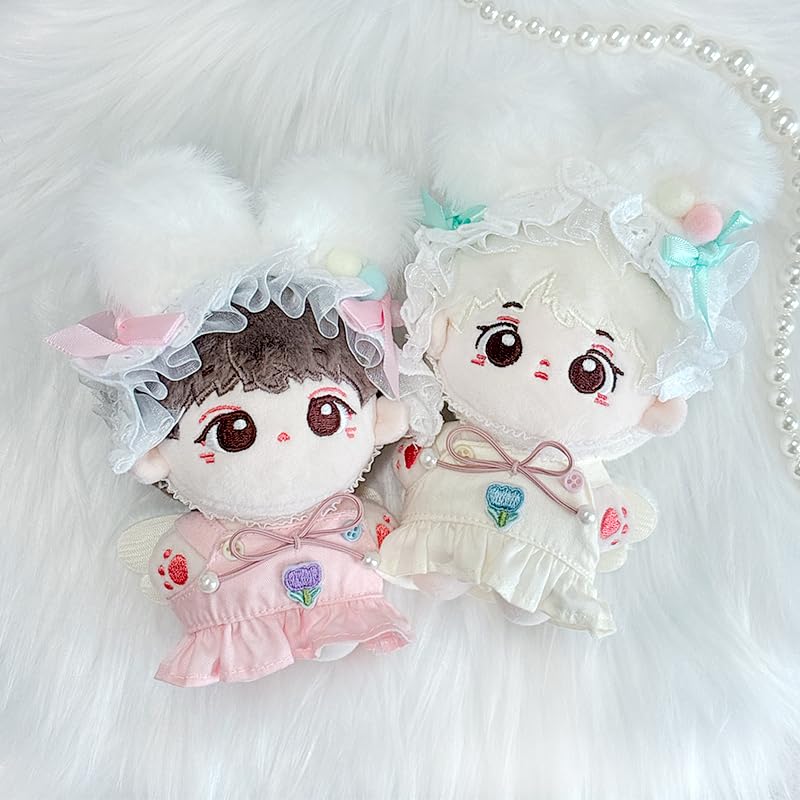 Winged Dress & Fluffy Bunny Ear Headband Set for Plush Toys (10cm) [Yellow] Plush Clothes, Nuikatsu, Plush Toys [Item]
