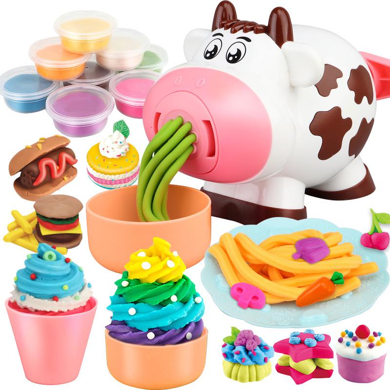 Cow Color Mud Noodle Machine Play House Puzzle DIY Handmade Toys Plasticine Mold Tool Suit