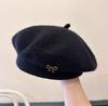 Autumn And Winter New Sweet And Versatile Style Retro Fashion Painter'S Hat Women'S Bow Rabbit Hair Knitted Beret