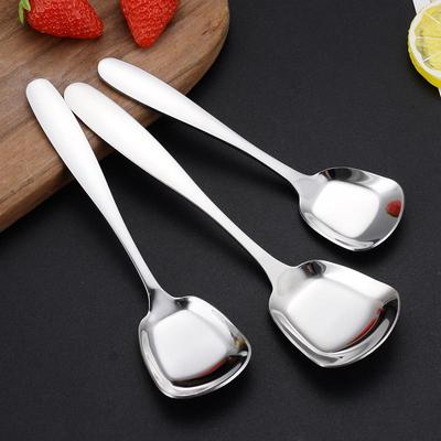 304 Stainless Steel Flat Bottom Square Dessert Spoon - Creative Thickened Design