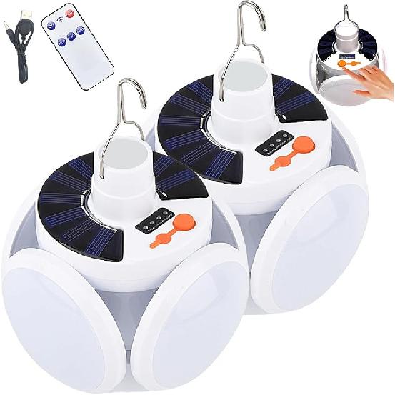 2 In 1 Folding Solar Lamp, USB Rechargeable Portable Camping Light, 5-Gear Adjustament Outdoor Solar Power Light, Portable Waterproof Hanging Tent