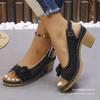 Large Size Flower High-heeled Sandals for Women 2025 Summer New European and American Foreign Trade Fashion Casual Thick-heeled Sandals for Women