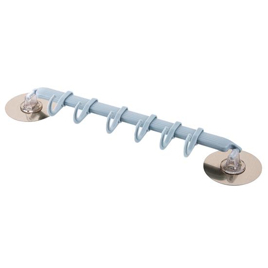6 Hook Wall Mounted Towel Rack, No Drill Plastic Bathroom Organizer, Corner Shower Storage Holder for Towels, Bath Accessories and Kitchen Supplies