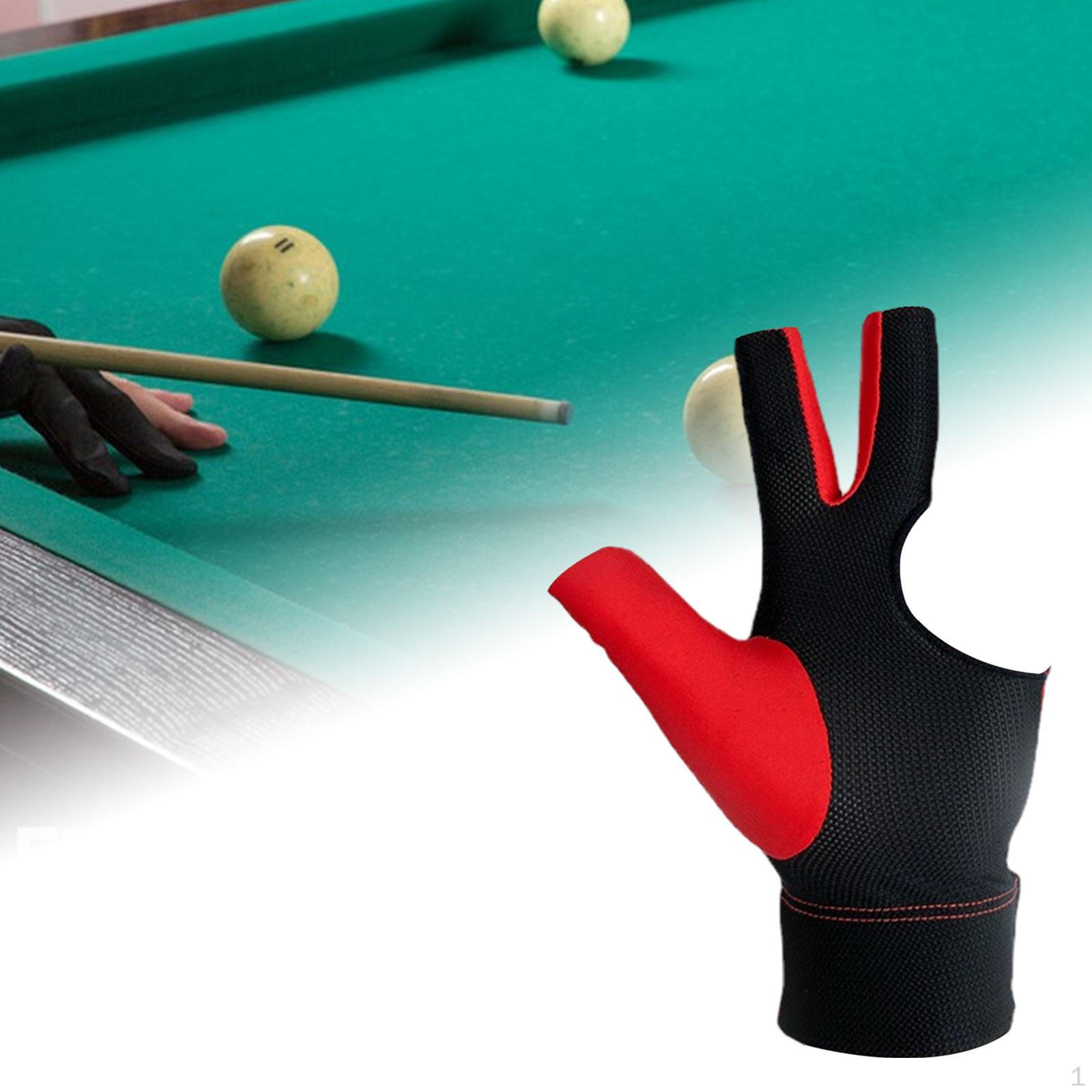 

Перчатка для бильярда с тремя пальцами для левой руки, аксессуары для снукера, портативный нескользящий бильярдный пул красный