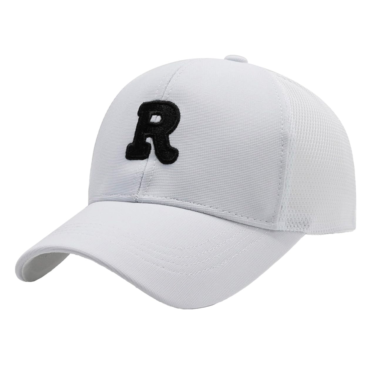 

R Embroidered Cap Hat Mesh Design Casual Cool CZA020 [White Fang] Men s Women s (White) белый