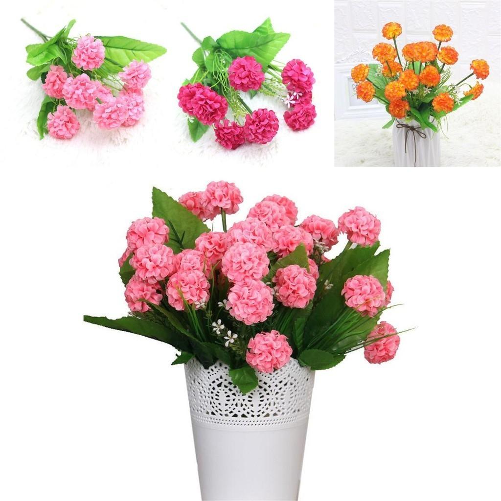Elegant 9 Heads Artificial Carnation Silk Flowers Bouquet For Home And Wedding Decor