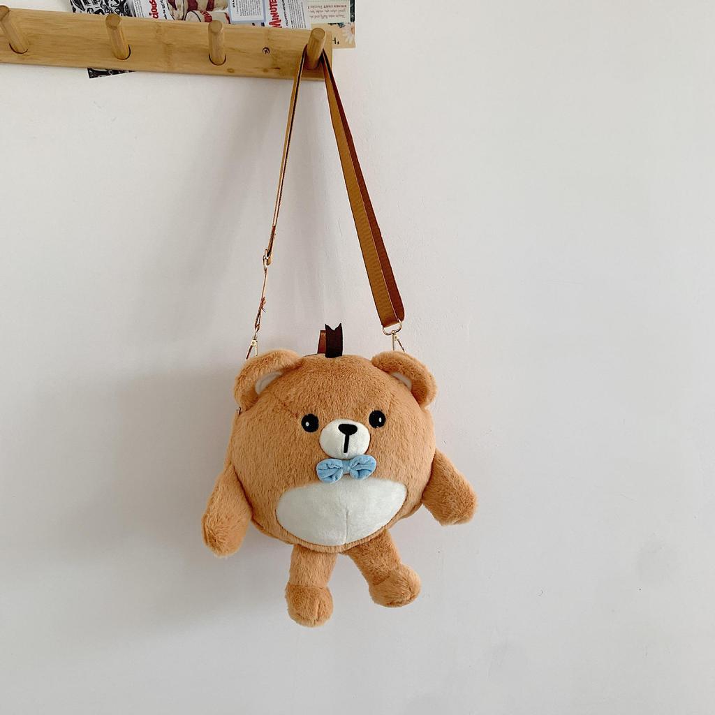Korean Style Cute Bear Plush Crossbody Handbag for Girls