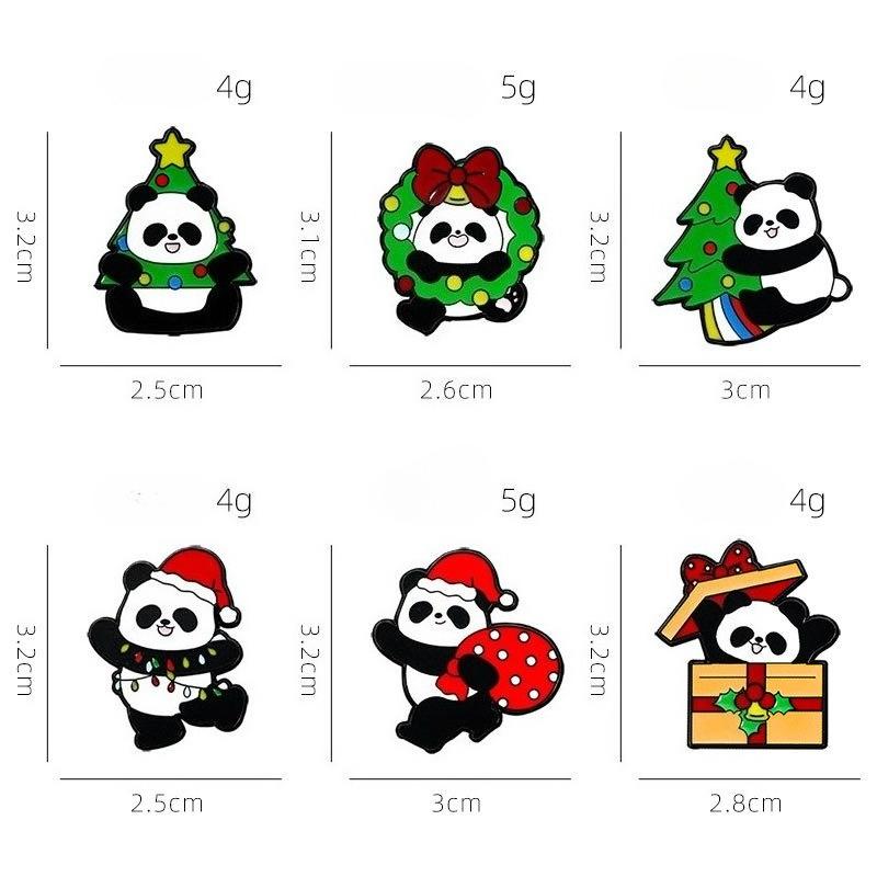 Christmas panda brooch, cute animals, Christmas tree, holiday gift box metal badge, back packaging accessories