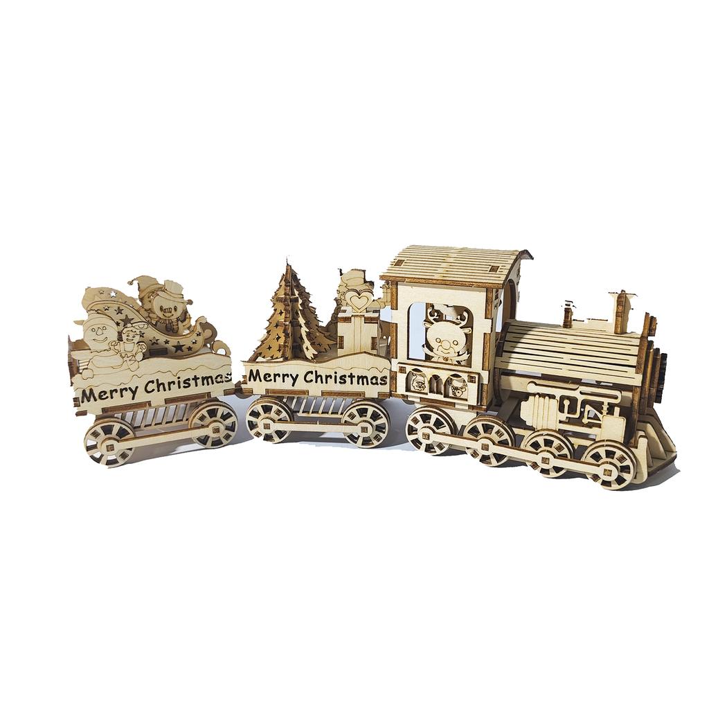 DIY Puzzle Christmas Train Puzzle, 3D Wooden Christmas Train Puzzle Set