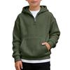 Waffel-Kapuzenpullover für Jungen, Viertelreißverschluss, Kapuzenpullover, Kinder, Langarm, Strickpullover, Oberteile mit Tasche für Teenager und Kinder, 3-14 Jahre