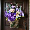 Artificial Flower Basket Farmhouse Floral Arrangement Rustic Faux Wildflowers for Outdoor Front Porch Spring Home Decor