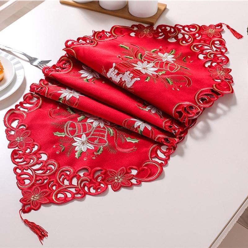 24TE Christmas Table Runners Dresser Scarves Unique Embroidery Design Excellent Gift
