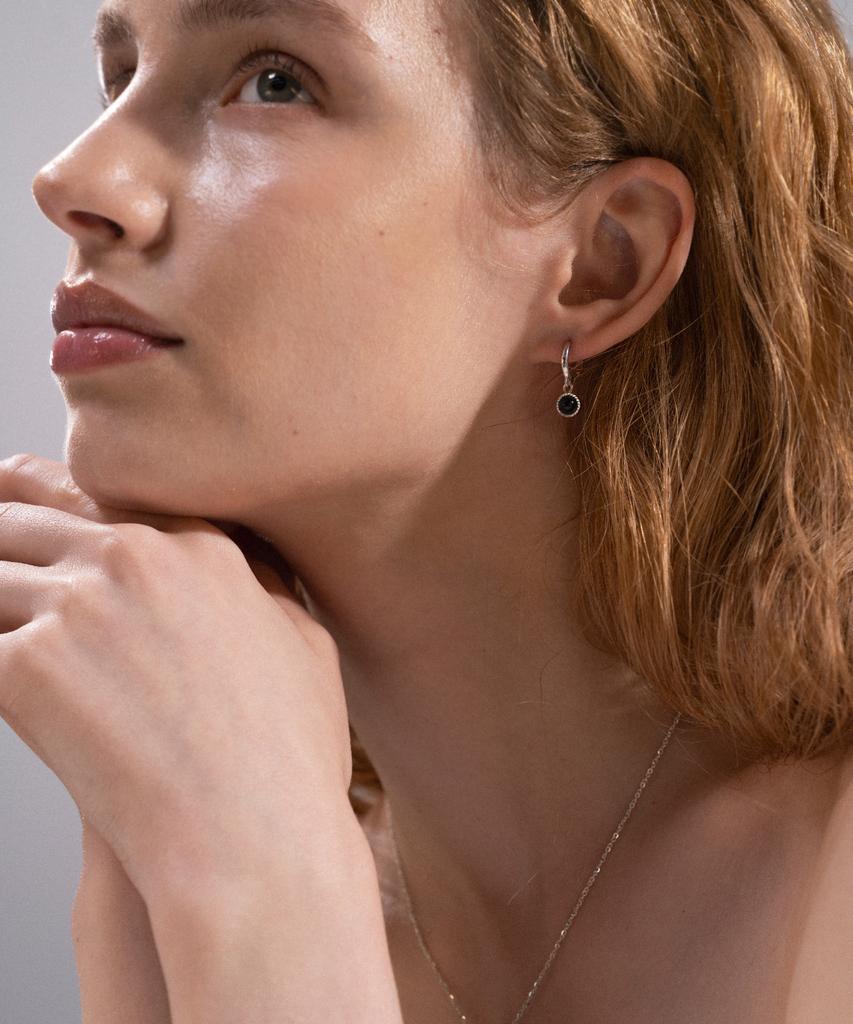 Jnui Onyx Drop Earrings Silver