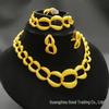 24K Gold-Plated Bridal Jewelry Set: Necklace, Earrings, Ring & Bracelet for Middle Eastern, Indian, and Nigerian Weddings.