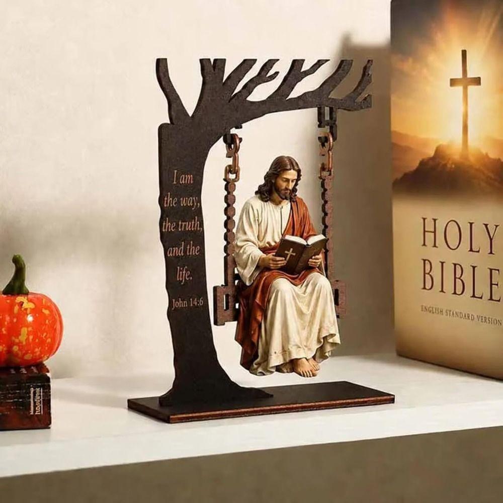 Swing Reading Figurine Freestanding Base Christian Swing Ornament  Christian Table Decor