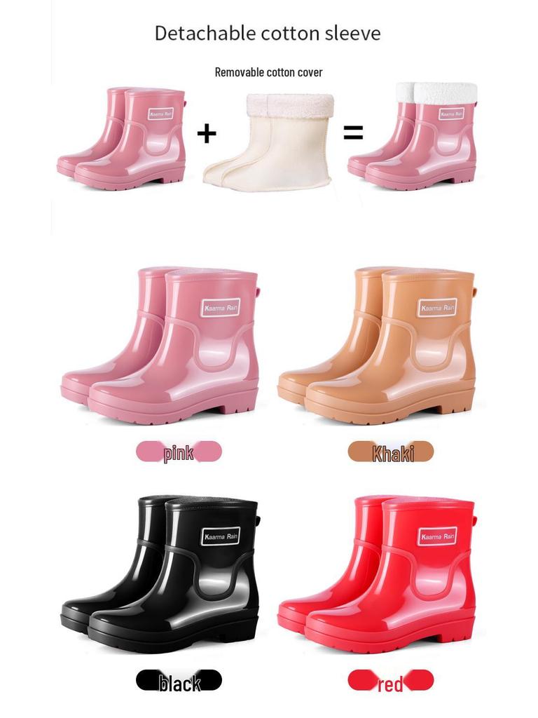 Exquisite Women's Short Rain Boots - Non-slip, Waterproof, and Stylish for Spring and Autumn