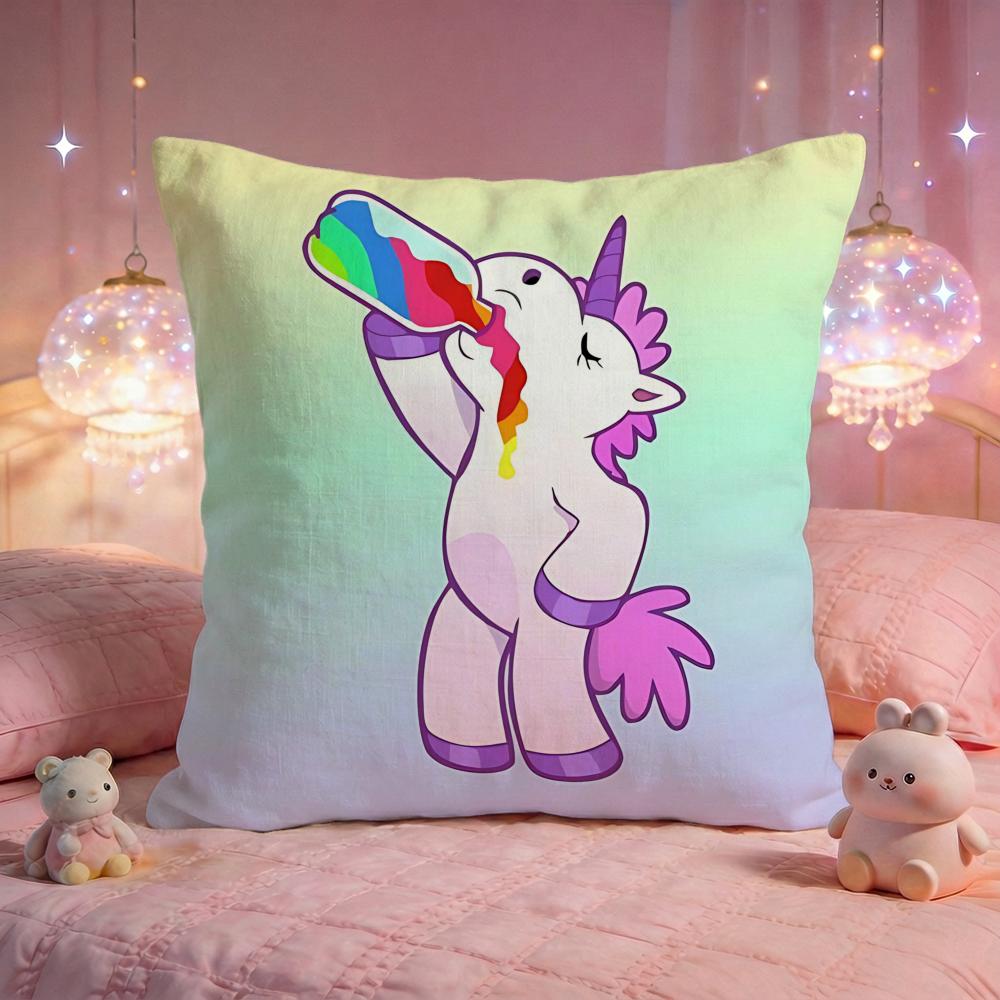 Fantasy Magical Unicorn Cushion Cover Premium Comfort Reversible Pillow Cove Two in One Design for Any Room Car Interior