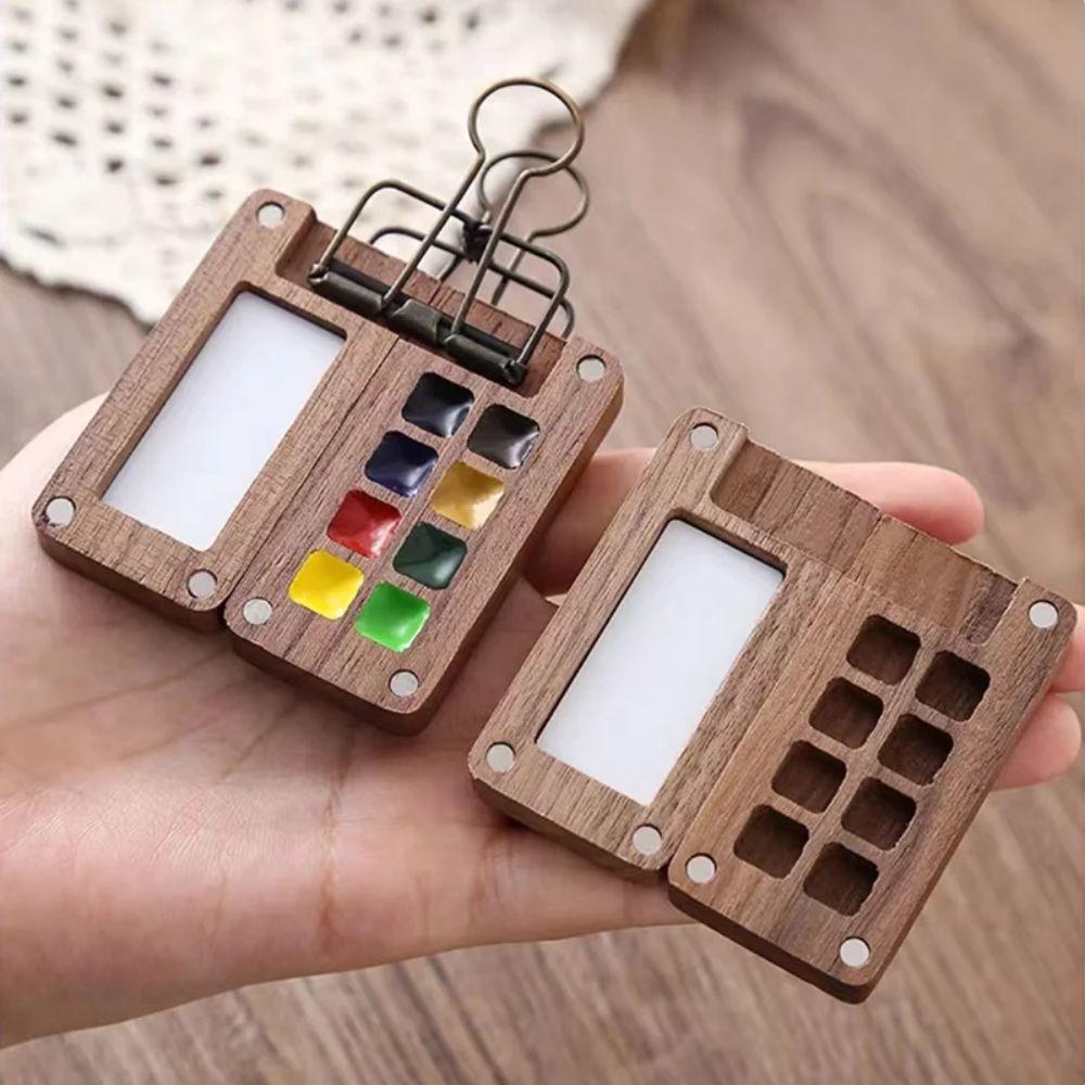Black Walnut Wooden Paint Empty Box Empty Box 8 Grid 0.5ml Watercolor Paint Palette Acrylic