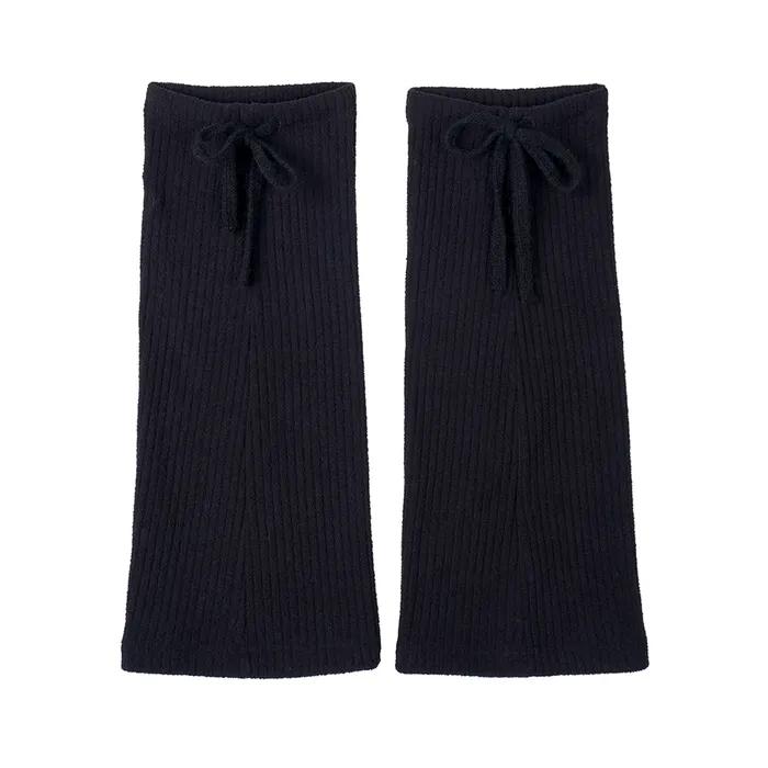 Ribbon Ribbed Boucle Leg Warmers_Black