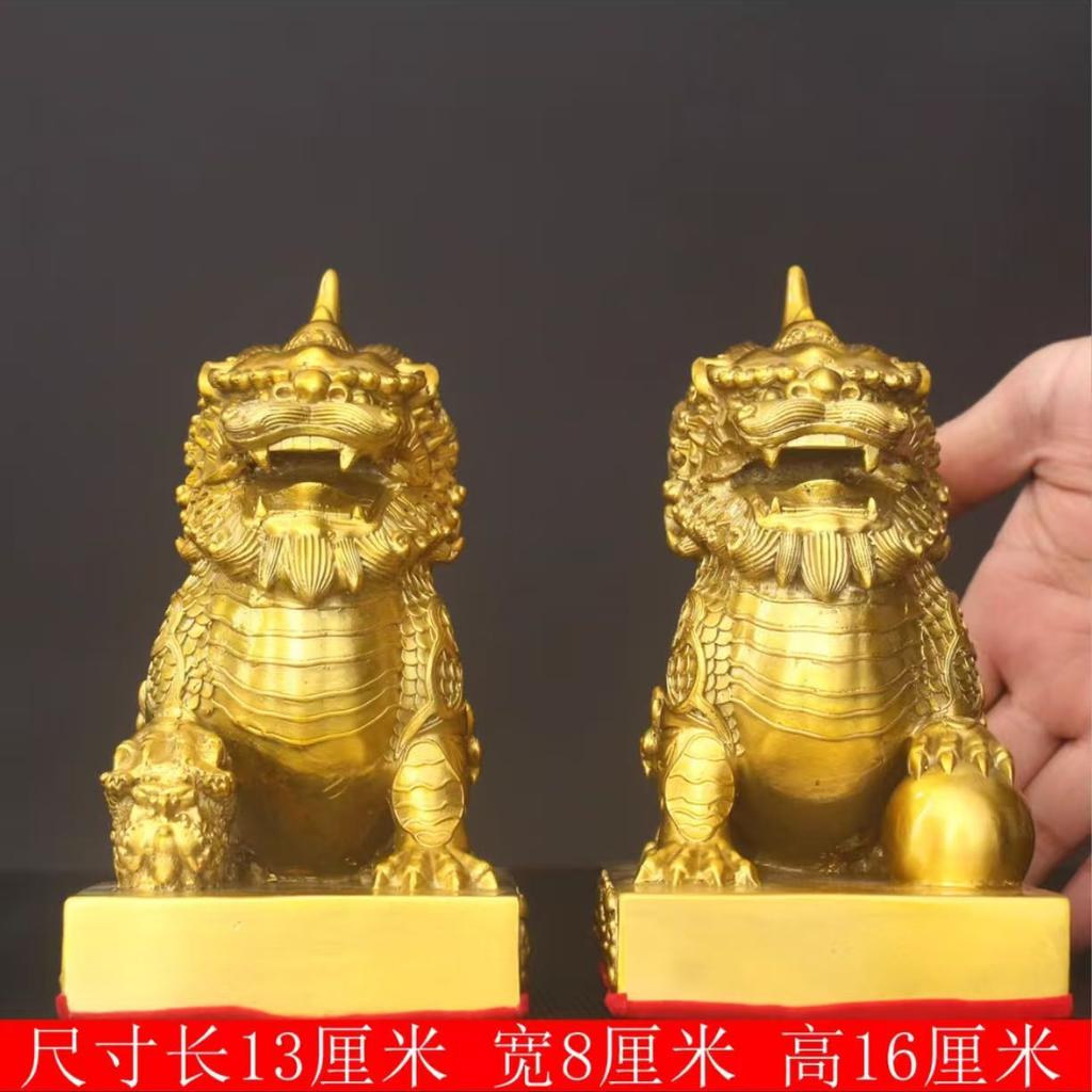 Copper Pi Xiu Male And Female A Pair Bringing Fortune Brave Troops Living Room Home Decoration Office Table Picchu Op