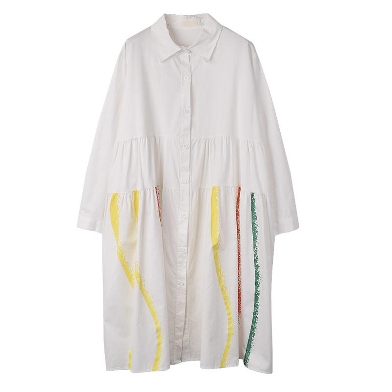 

XITAO повседневное женское платье в полоску с длинным рукавом и принтом ZY8614 One Size белый