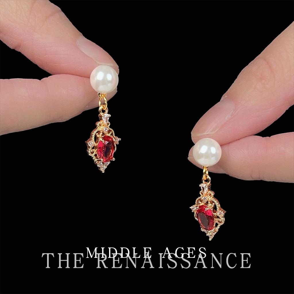 Средневековые тяжелая промышленность легкая роскошь бордовые циркониевые серьги ретро французский дворцовый стиль серьги женские