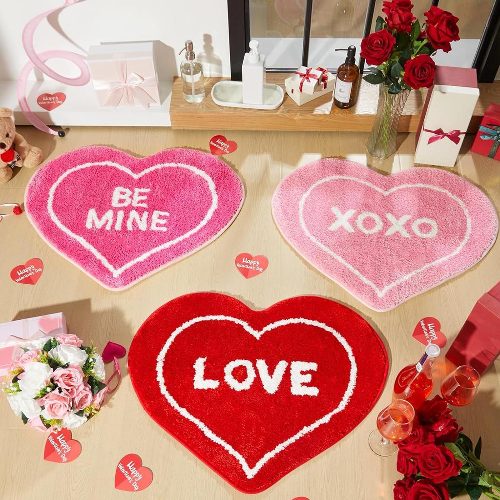 Heart Shaped Carpet Bathroom Floor Mat Door Decoration Mat Dirt Resistant and Non Slip Foot Mat