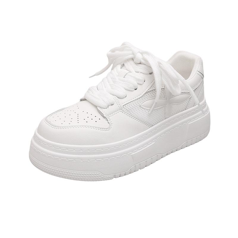 Otoño e invierno nuevo cuero suela gruesa aumento de altura interior muffin casual zapatillas de plataforma versátiles para mujer